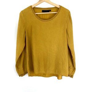 Karen by Simonsen Women's Top 6 Cupro Blend Crew Neck Mustard Yellow Long Sleeve
